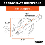 CURT 1400 lb Hand Crank Winch with 20' Strap