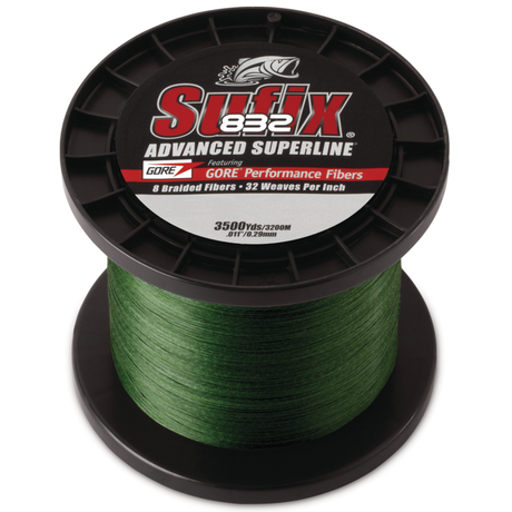 Sufix 832 Advanced Superline Braid 3500 yd bulk spool - Low-Vis Green