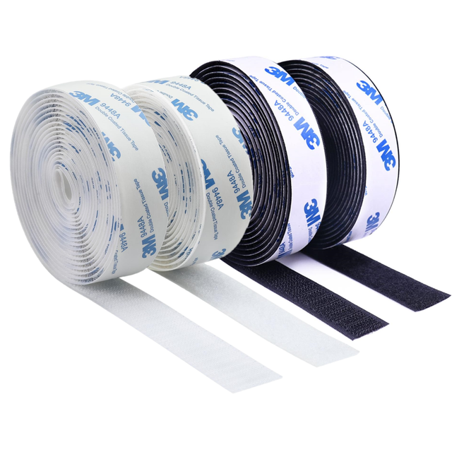 3M Velcro Sticky Back 3/4" Black – Sold by the Foot - 1" x 3" Black 2 Pack