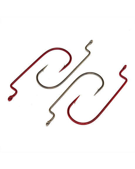 Gamakatsu Worm Hook, Offset Shank, Round Bend 54313 - Red - 4/0
