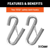 CURT 44-Inch 7,500 lb Safety Cables with 2 Snap Hooks - Black
