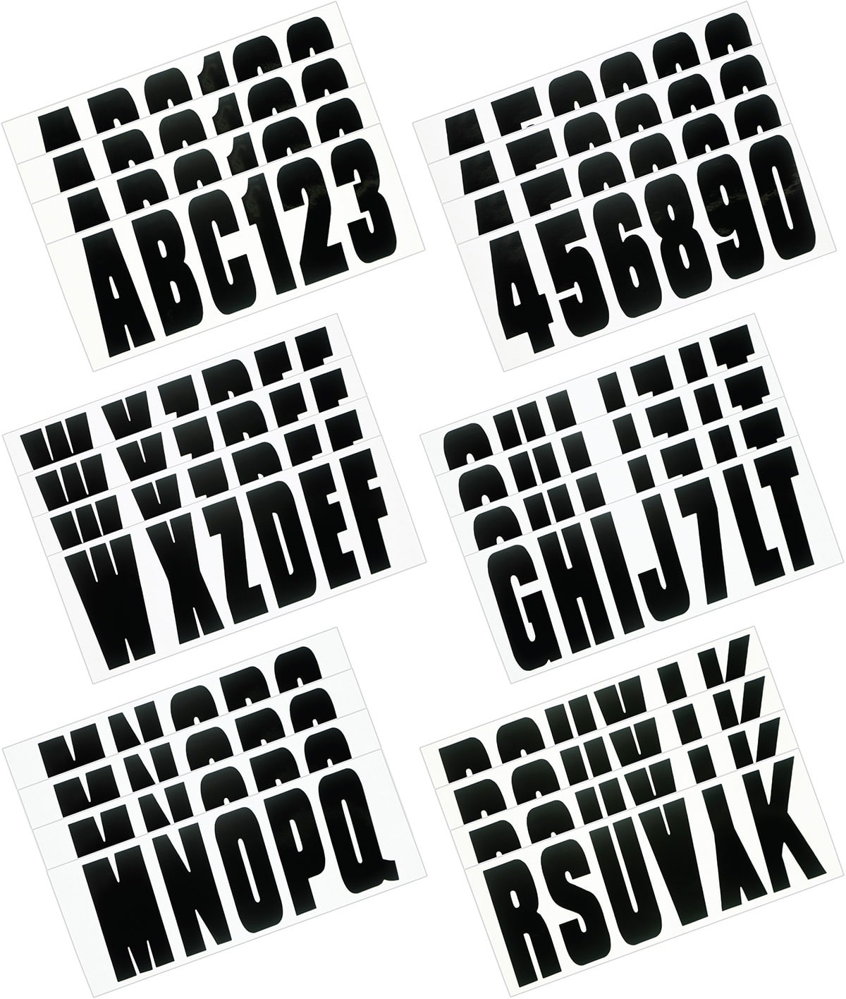 Hardline BLK350EC Boat Lettering Solid Black 3? Registration Kit