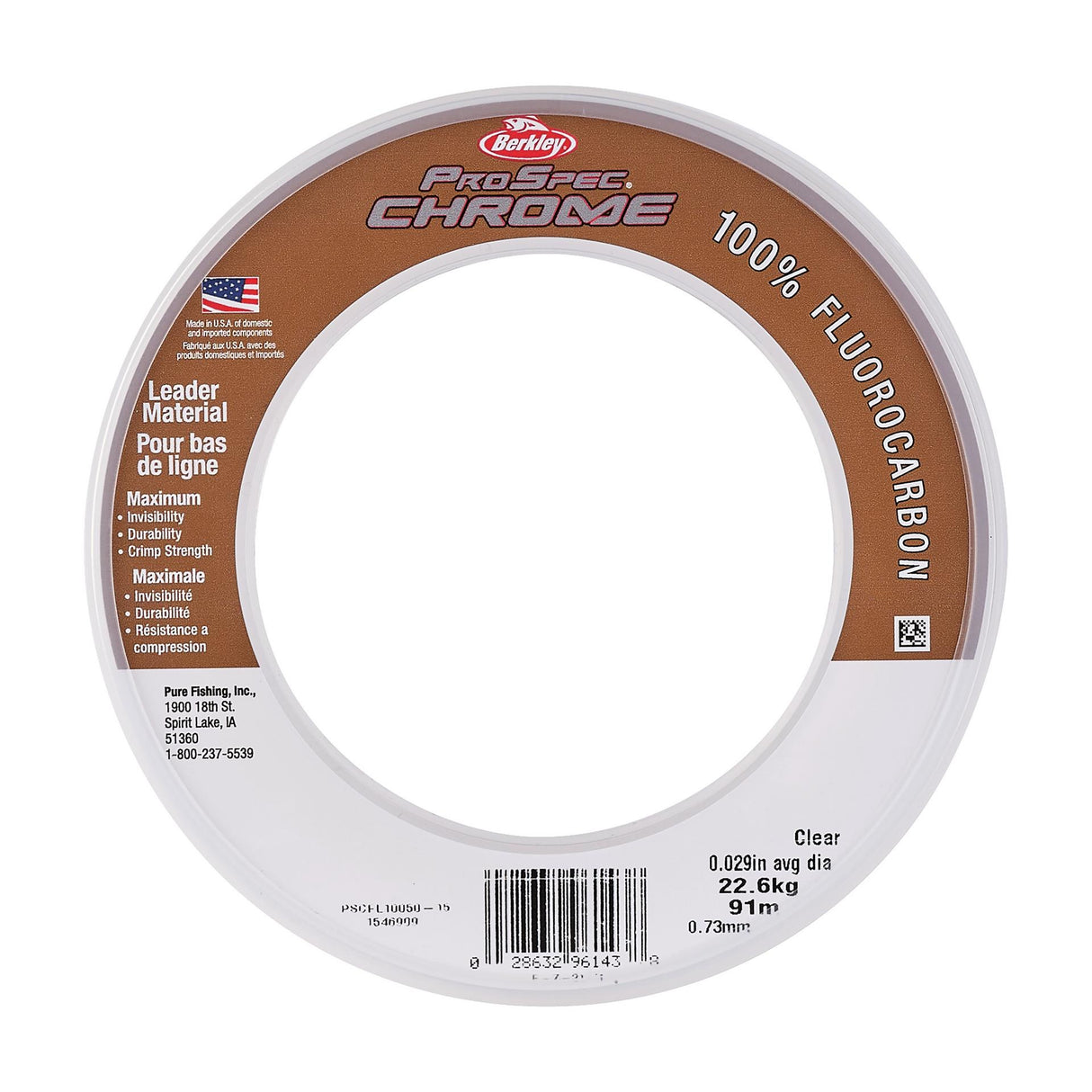 Berkley PSCFL10040-15 Prospec Chrome 100% Fluoro Leader - 100 yd | 91 m - 40 lb | 18.1 kg