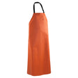 Orange apron with a black strap on a white background