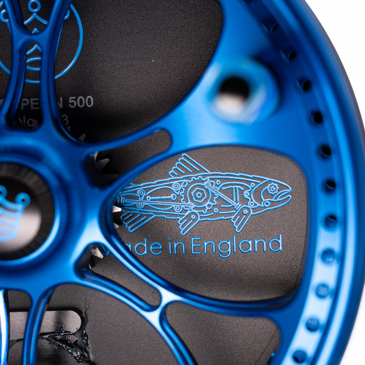 Kingpin Zeppelin 500 Bear Face Centerpin Reel - Blue & Black with Blue Handles