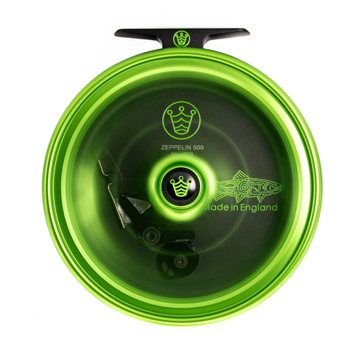 Kingpin Zeppelin 500 Bear Face Centerpin Reel - Green & Black with Green handles