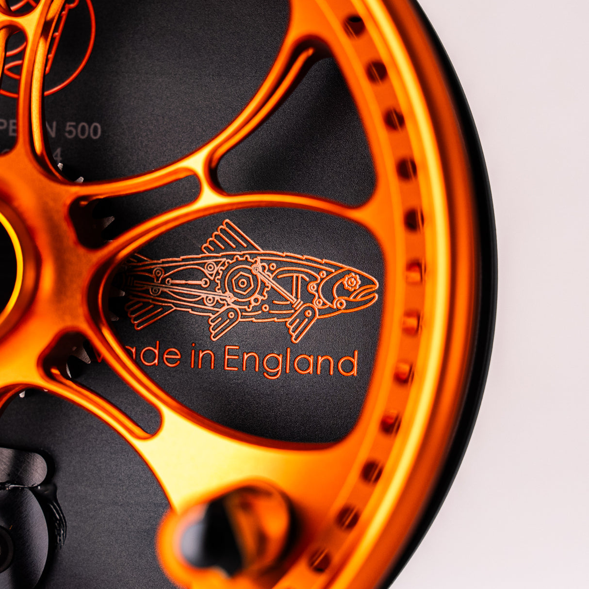 Kingpin Zeppelin 500 Bear Face Centerpin Reel - Orange & Black with Tiger handles