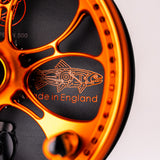 Kingpin Zeppelin 500 Bear Face Centerpin Reel - Orange & Black with Tiger handles