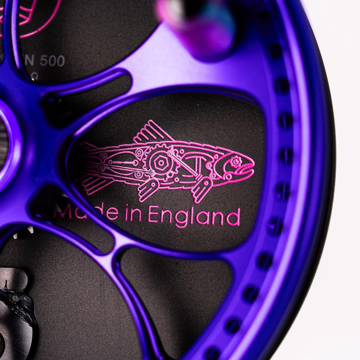 Kingpin Zeppelin 500 Bear Face Centerpin Reel - Purple & Black with CottonCandy handle