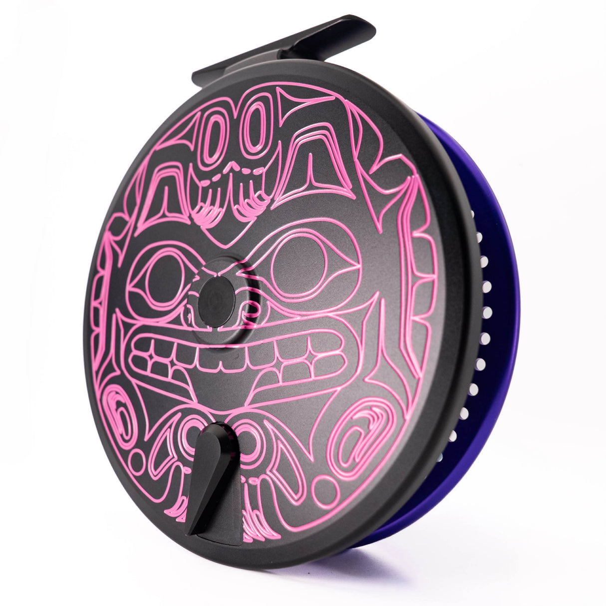 Kingpin Zeppelin 500 Bear Face Centerpin Reel - Purple & Black with CottonCandy handle