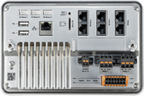 Rear view of the Victron Ekrano GX showing communication ports, power connections and mounting design
