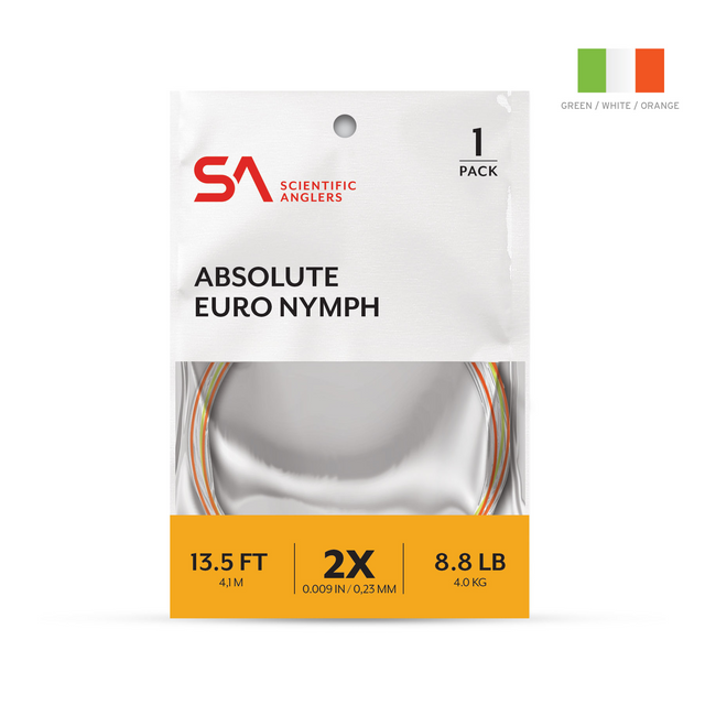 Scientific Anglers Absolute Euro Nymph Leader - White/Orange/Green