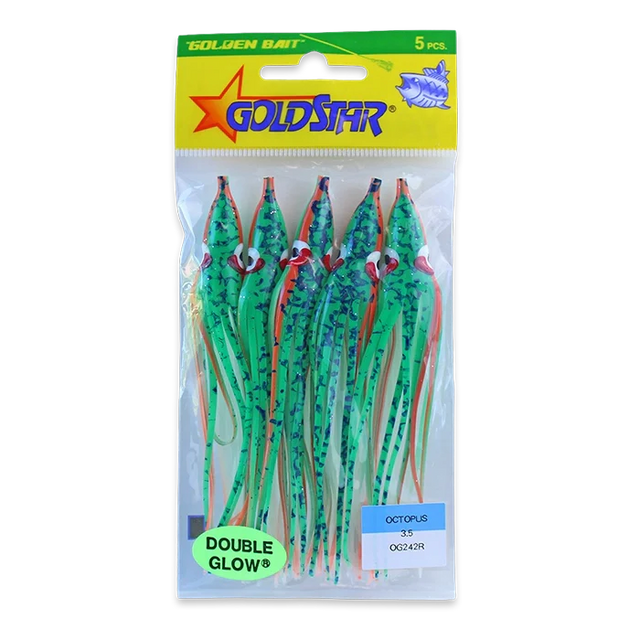 Gold Star Yamashita Octopus Squid - Glow Green Red Racer