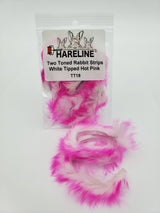 Hareline Two-Toned Rabbit Strips - White Tipped Hot Pink Hareline Dubbin