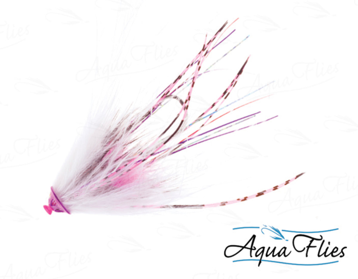 Aqua Flies Stu's Metal Head Tube - White/Pink