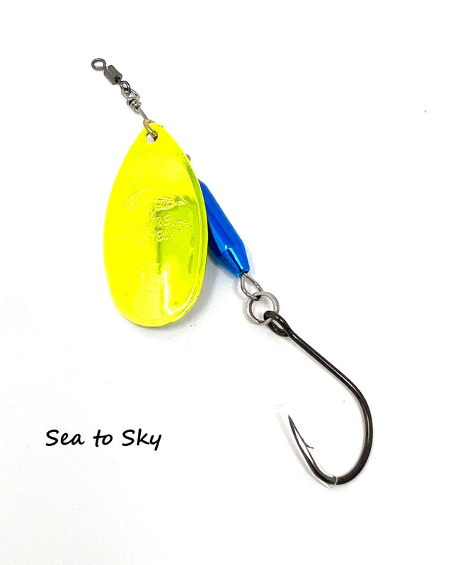 Prime Lures Clean Up Crew Spinner - Metallic Chartreuse/Blue