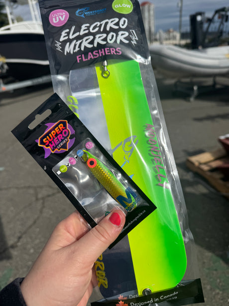 Lemon Lime Salmon Trolling Combo – Phat-E Spoon & Electro Mirror Flasher