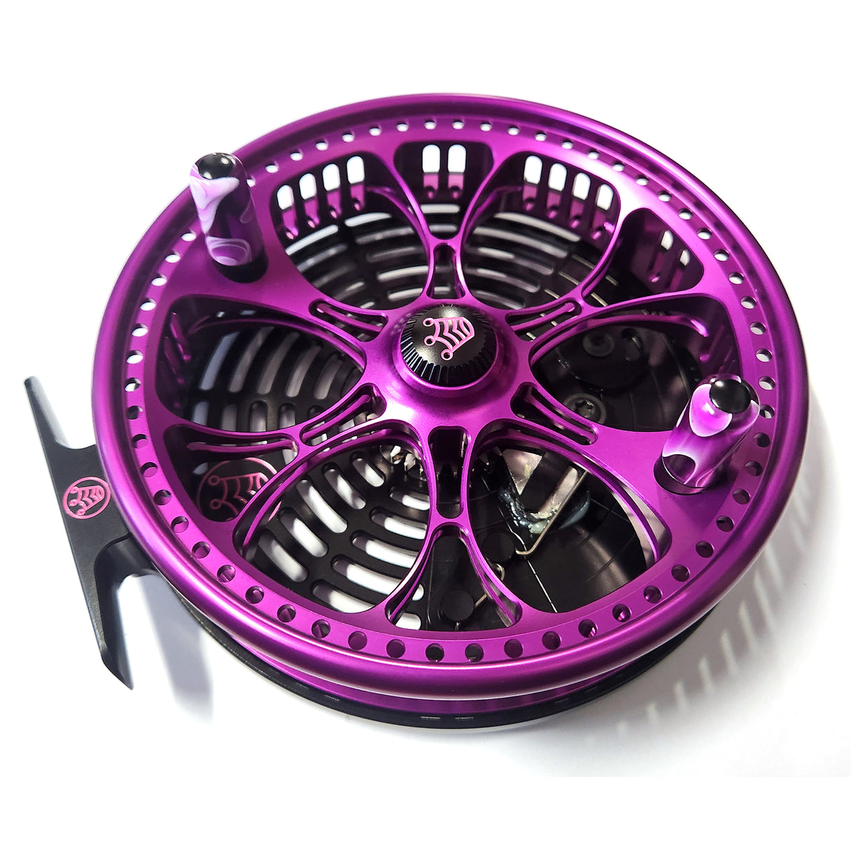 Kingpin Zeppelin Aero 500 Centerpin Reel - Purple & Black with Purple Handles