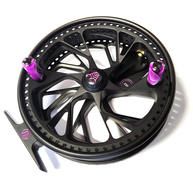 Kingpin Zodiac 500 Centerpin Reel - Black with Purple Highlights Kingpin