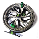 Kingpin Zodiac 500 Centerpin Reel - Grey & Black with Green Highlights Kingpin