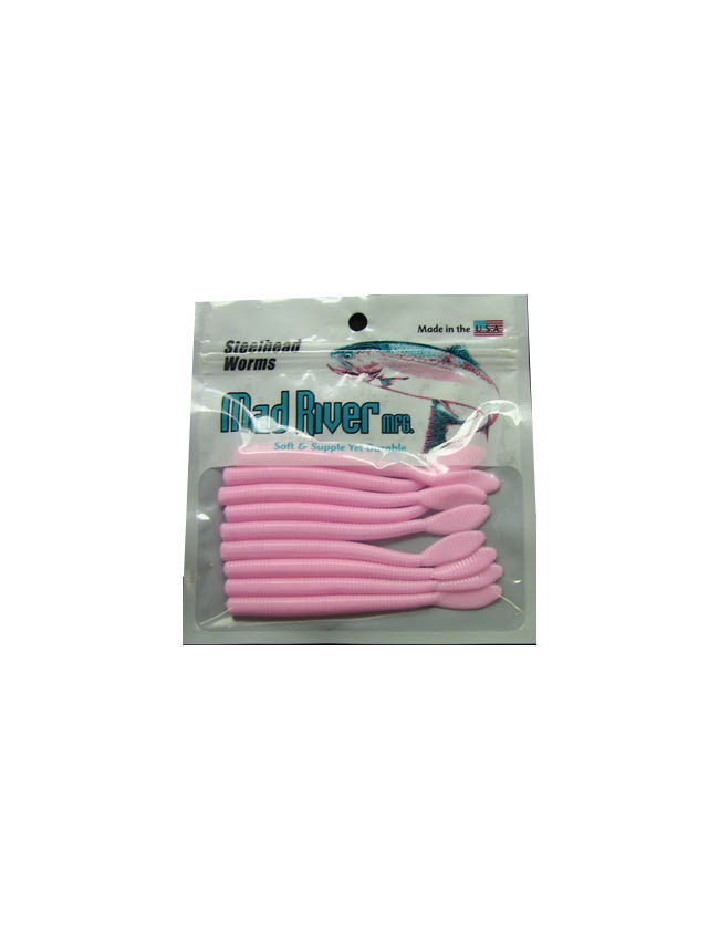 Mad River Steelhead Worms - Pink Ghost 4"
