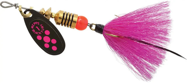 Mepps Black Fury Dressed Treble #1 - Pink Dot with Pink Tail Mepps