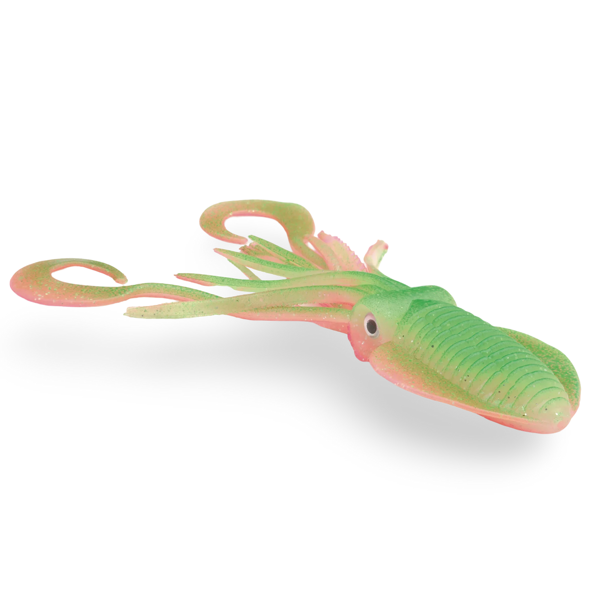 P-Line Twin Tail Squid 9" - Green/Pink Glow Glitter