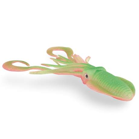 P-Line Twin Tail Squid 9" - Green/Pink Glow Glitter
