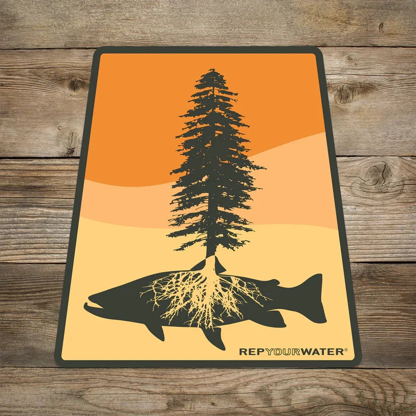 RepYourWater Fly Fishing Roots Sticker - 4" x 6"