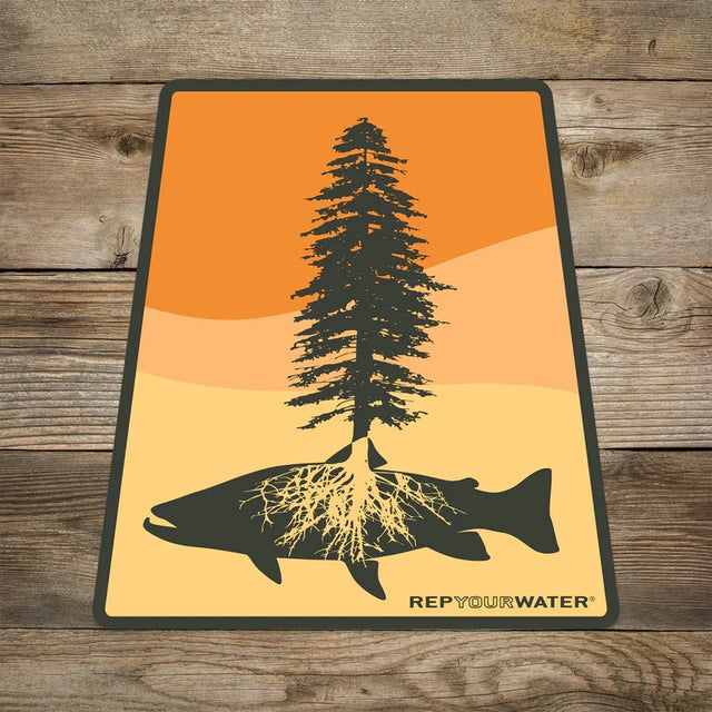 RepYourWater Fly Fishing Roots Sticker - 4" x 6"