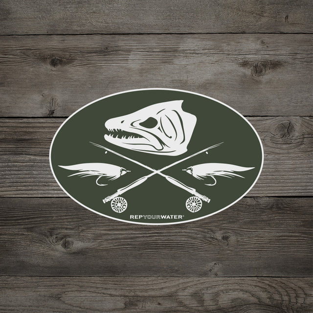 RepYourWater Jolly Trouter Sticker - White, Medium