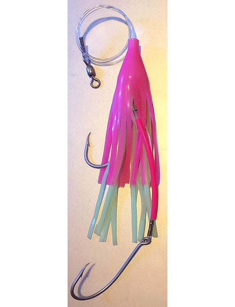 Rite Angle Fishing Rigged Halibut Skirt - Pink Glow - Circle Hook