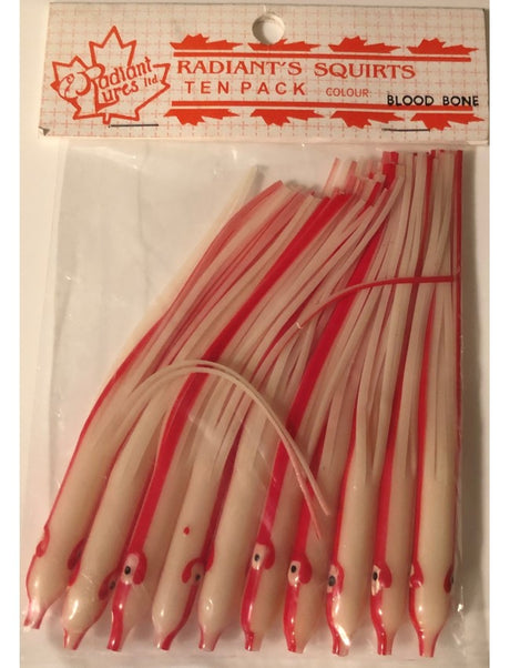 Radiant Needlefish Hoochies 10 Pack - Blood Bone