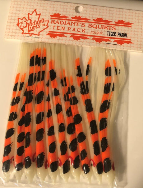 Radiant Needlefish Hoochies 10 Pack - Tiger Prawn
