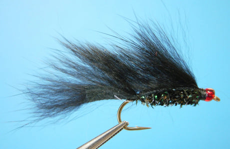Dragonfly Red Bead Mini Rabbit Strip Leech Black #8 Dragonfly