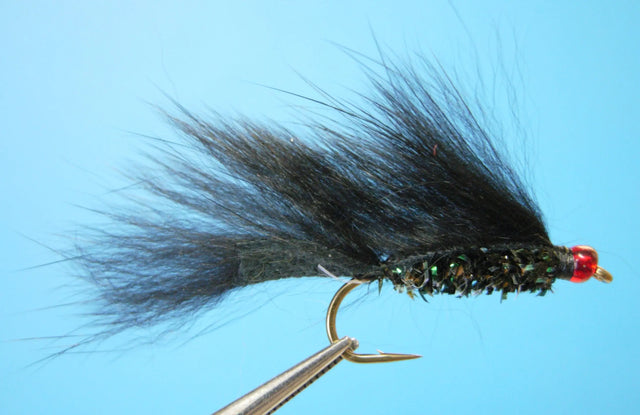 Dragonfly Red Bead Mini Rabbit Strip Leech Black #8 Dragonfly