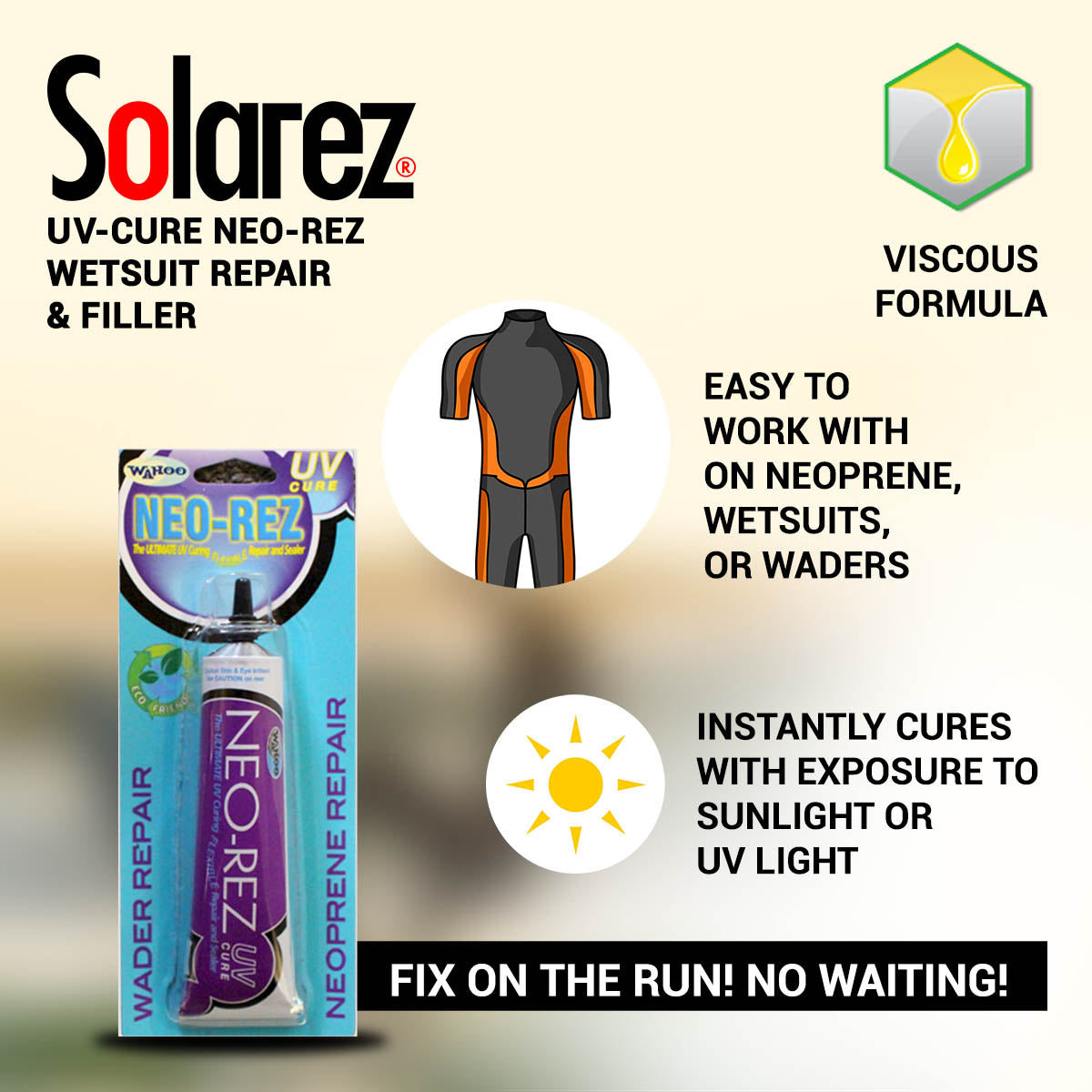 Hareline Solarez Neo-Rez UV Wetsuit & Wader Repair - 1 oz Tube