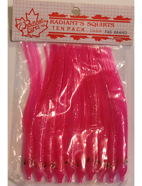 Radiant Needlefish Hoochies 10 Pack - Fire Brand