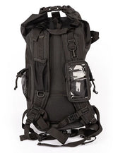 Black tactical backpack on a white background
