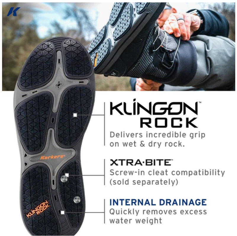Korkers Chrome Lite Wading Boots with Fixed Kling-On Rock Soles - 12