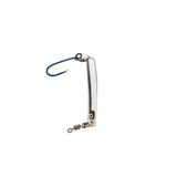 Thunder Spoon 4 inch salmon trolling spoon in silver scale pattern with glow eye, single siwash hook and stainless swivel, made in BC