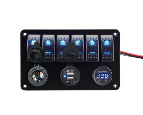 Victory 6-Gang Blue Rocker Switch AAA6SW