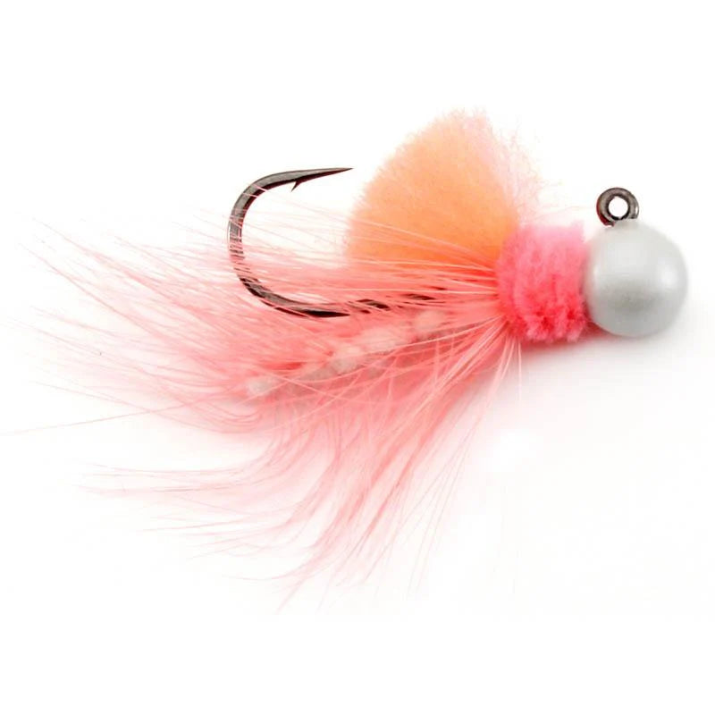 Zak Steely Jig - Peach Collar, White/Peach Tail, Pearl White Head - 1/8oz
