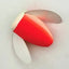 Red and white mushroom-shaped object on a light gray background