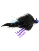 Zak Tackle Twitching Jig - 1/2oz Black Collar & Tail with Purple/Blue Stripe & Blue Head