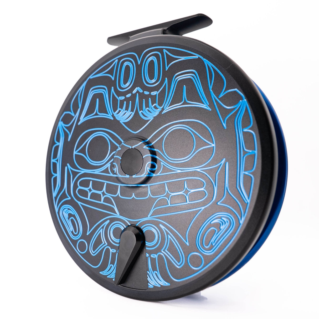 Kingpin Zeppelin 500 Bear Face Centerpin Reel - Blue & Black with Blue Handles