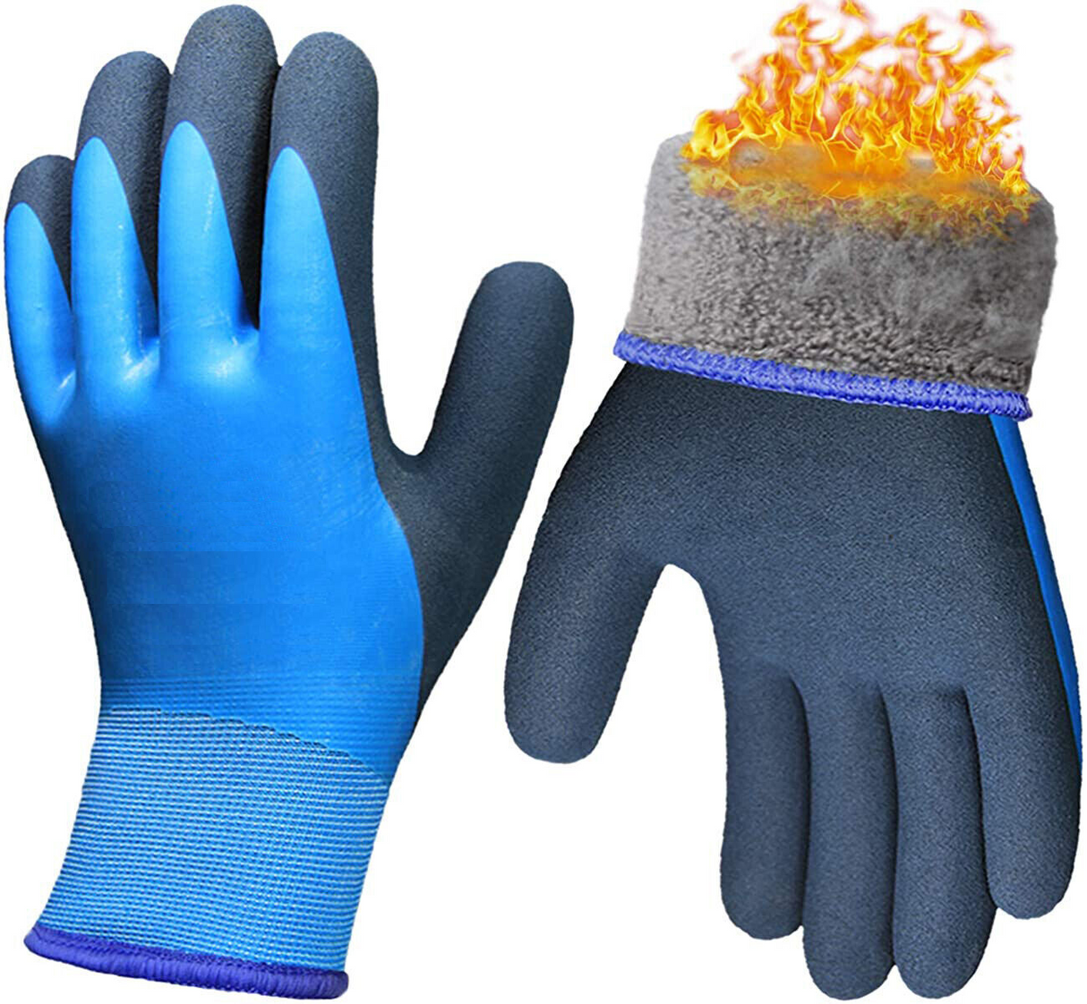 HMXI Insulated Blue Waterproof Work Gloves – Large 1 Pair