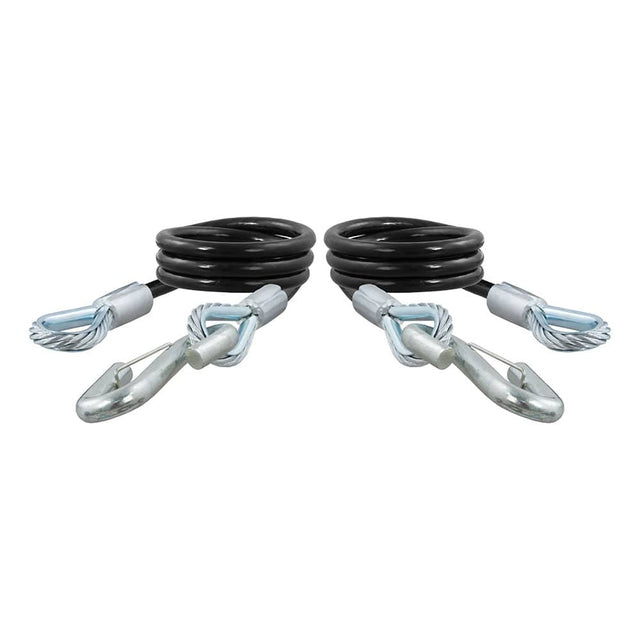 CURT 44-Inch 7,500 lb Safety Cables with 2 Snap Hooks - Black