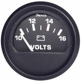 Faria 12821 Euro Black 2" Voltmeter (10-16 V)