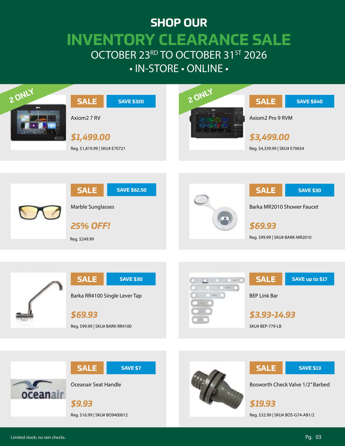 Inventory Clearance Sale, Pg. 03